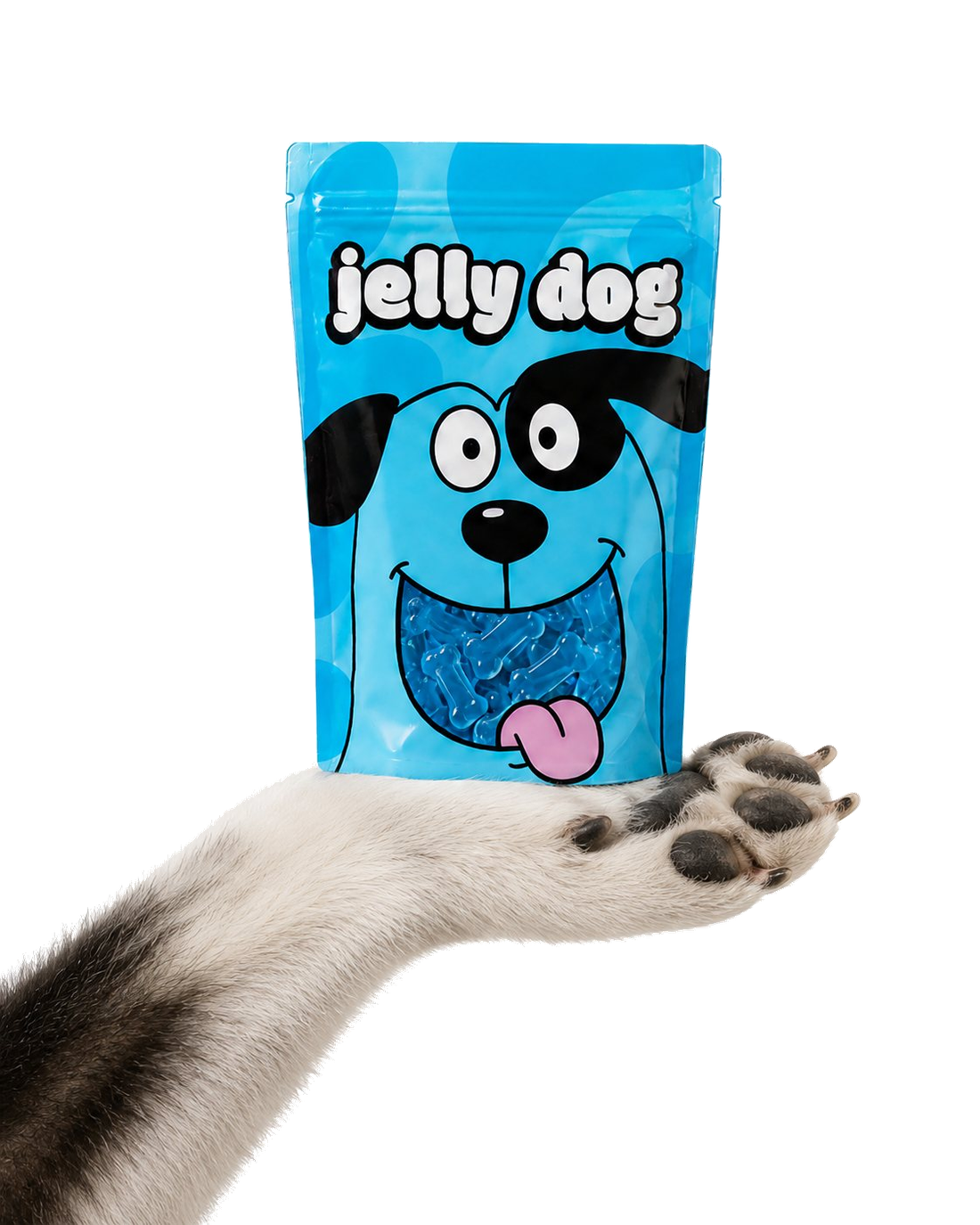 Embalagem azul jelly dog